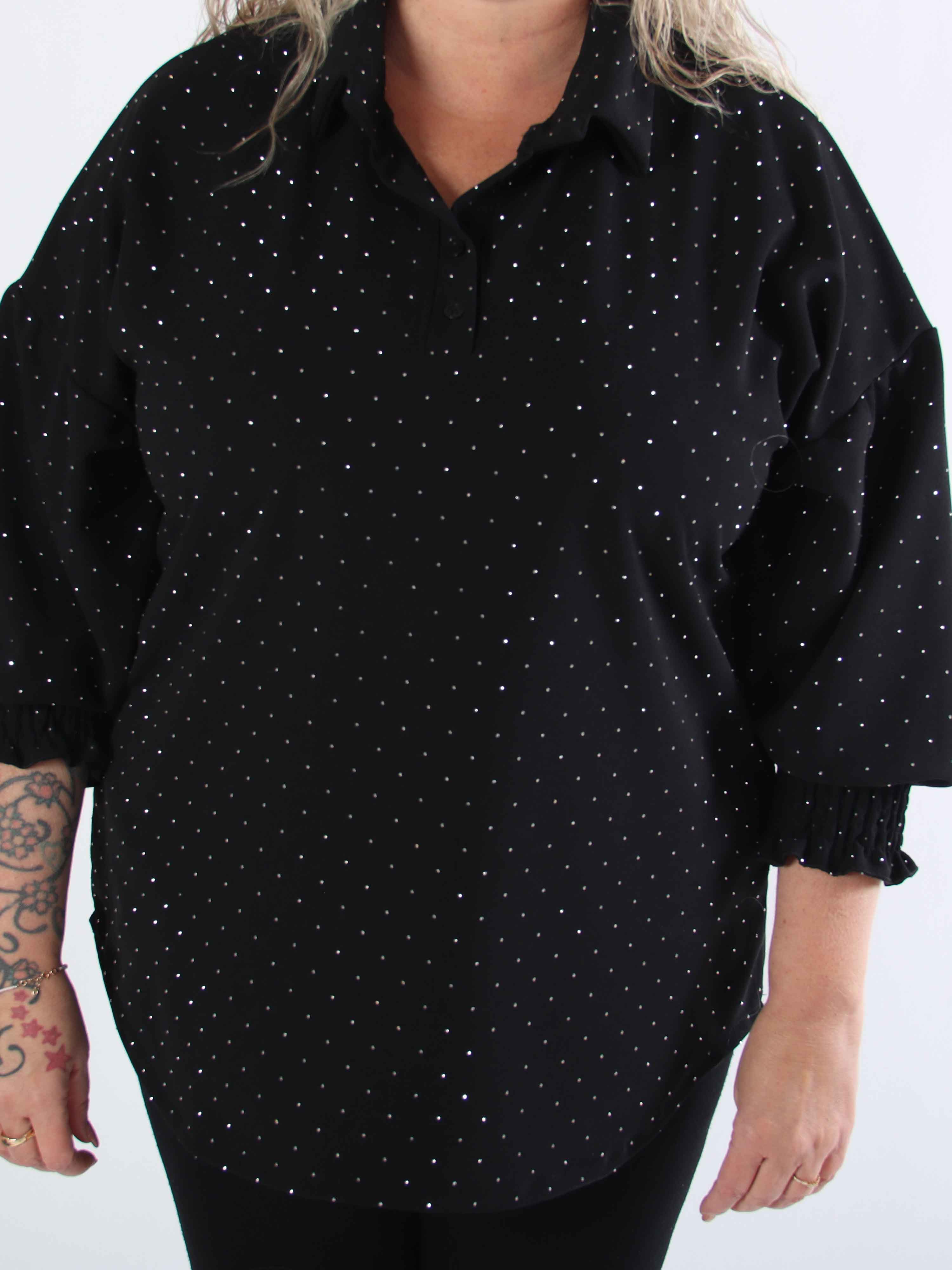 Aria - Plus size-tunika med resårkant och smockade ärmar